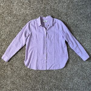 LOFT Everyday Linen Blend Long Sleeve Button down Shirt Size M